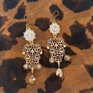 Golden Swarovski Crystal Chandelier Earrings